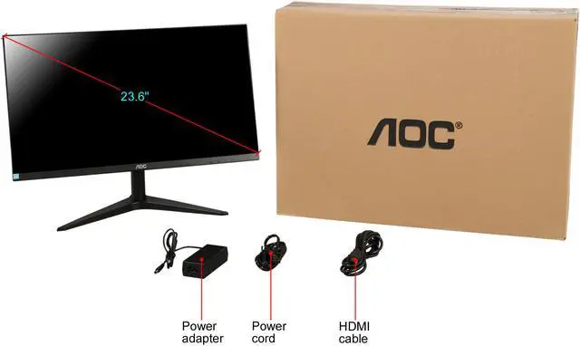 Alt view image 7 of 7 - AOC 24B1H 24" (Actaul size 23.6") Full HD 1920x1080 5ms VGA HDMI Ultra Slim Bezel LED Backlit Monitor