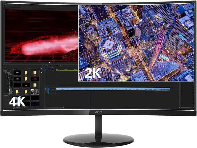 Alt view image 11 of 12 - AOC 32" 60 Hz VA UHD Monitor 4 ms HDMI, DisplayPort, Audio Curved CU32V3