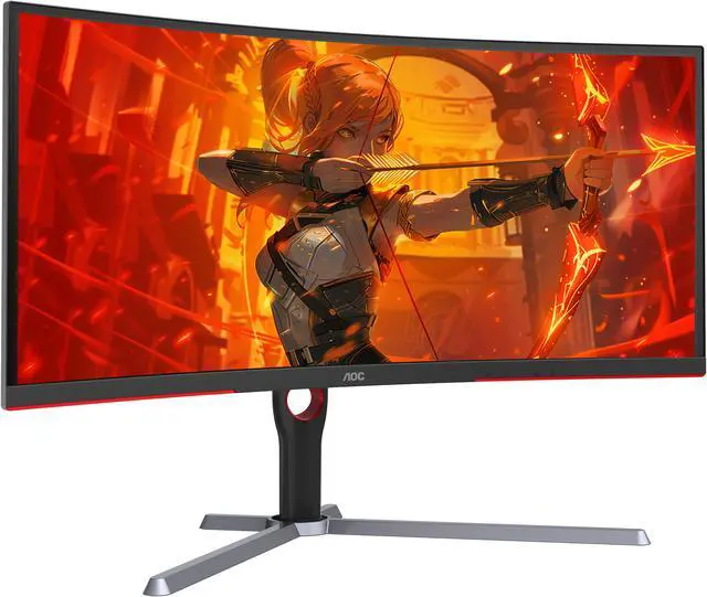 Alt view image 2 of 9 - AOC CU34G3S 34" Frameless Curved Ultrawide Gaming Monitor, WQHD 3440 x1440, 165Hz 1ms, FreeSync Premium, Height Adjustable, 3-Year Zero-Bright-dot, Black