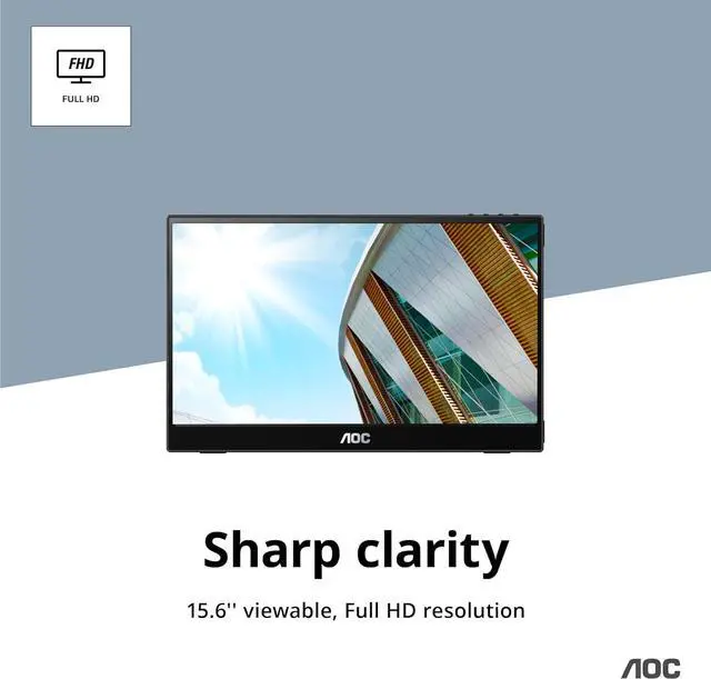 Alt view image 4 of 10 - AOC 16T3EA Black 16" (15.6" Viewable) Monitor