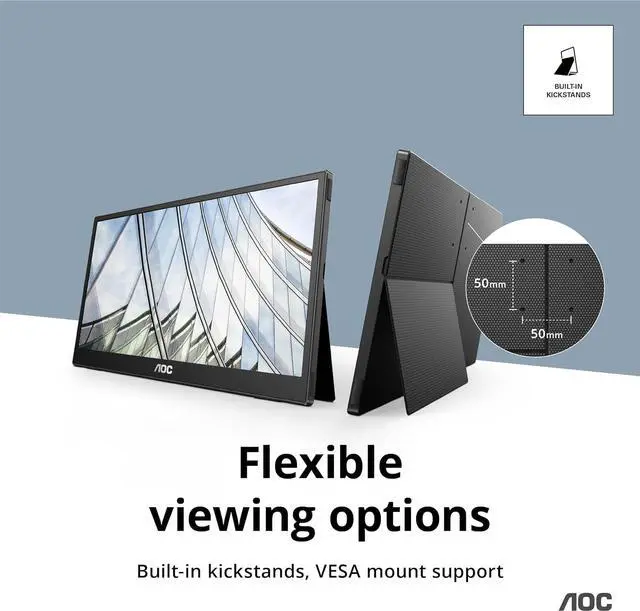 Alt view image 7 of 10 - AOC 16T3EA Black 16" (15.6" Viewable) Monitor