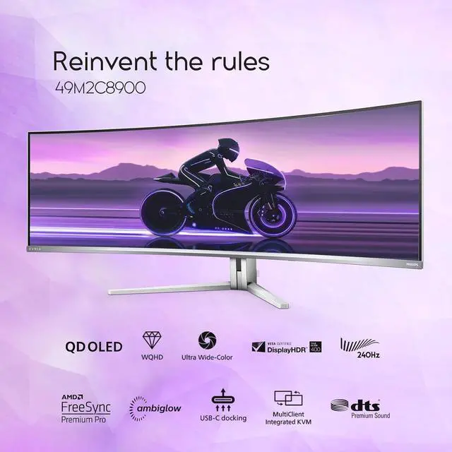 Alt view image 3 of 8 - PHILIPS Evnia 8000 49" (48.9" Viewable) 240 Hz QD-OLED Dual QHD Curved Gaming Monitor FreeSync Premium Pro & G-Sync Compatible 5120 x 1440 49M2C8900/27