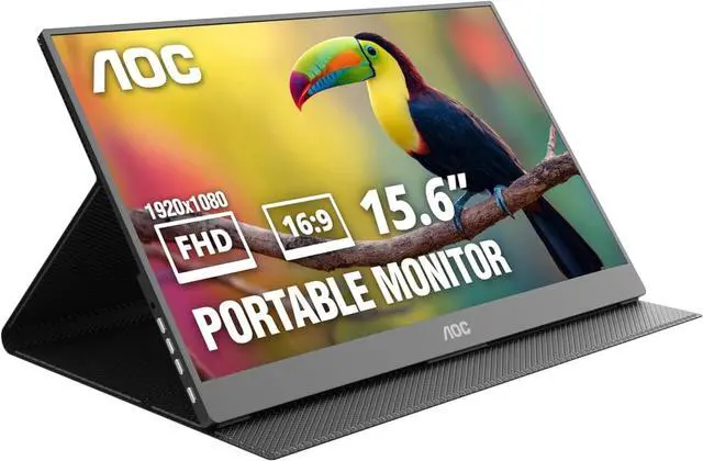Main image of AOC 16T20 Portable Monitor 15.6" FHD 1080p IPS Display, USB-C x2, Mini HDMI, Built-in Speakers, Travel Monitor with Smart Cover, Compatible with Laptops, MacBook, Gaming Console Ready