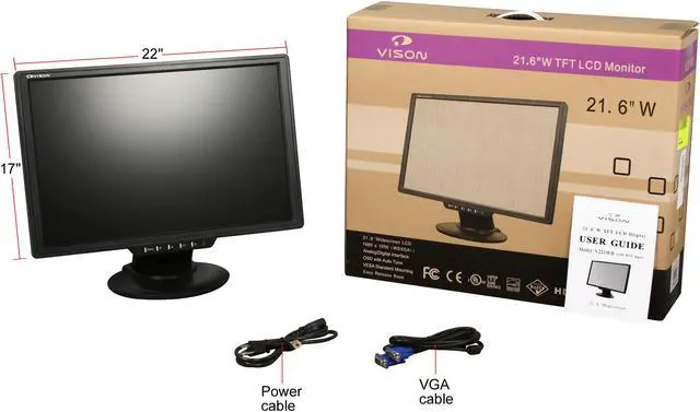 Alt view image 8 of 8 - VISON 21.6" Active Matrix, TFT LCD WSXGA+ LCD Monitor 5 ms D-Sub, DVI V221WD