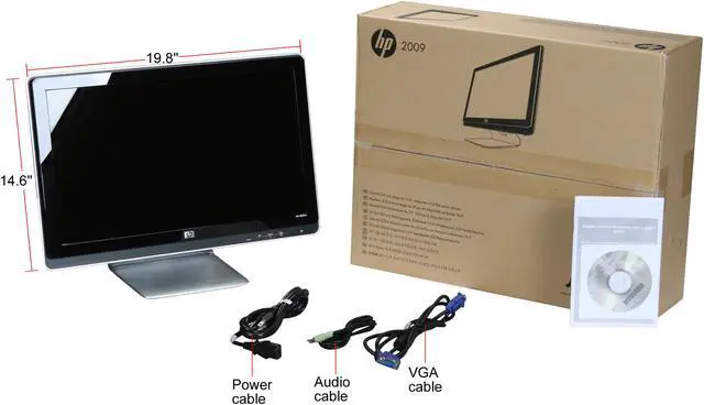 Alt view image 8 of 8 - HP 2009m 20" HP 16:9 Wide HD Ready LCD Flat Panel Monitor w/HDCP Support
