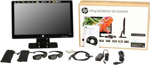 Alt view image 7 of 7 - HP 2311gt Black 23" 5ms HDMI  Widescreen LED 3D Monitor 250 cd/m2 DC 3,000,000:1 with 3D glasses
