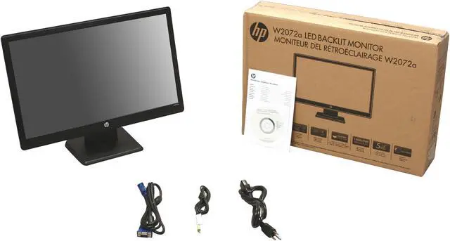 Alt view image 8 of 8 - HP W2072a Black 20" 5ms  Widescreen LED-Backlit LCD Monitor 200 cd/m2 3000000:1 (600:1) Built-in Speakers