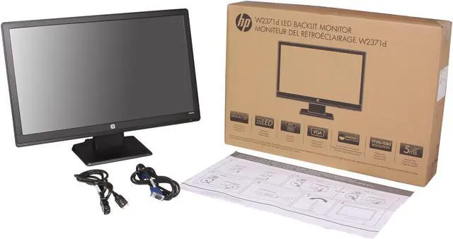 Alt view image 7 of 7 - HP W2371d Black 23" 5ms  Widescreen LED Monitor 250 cd/m2 1000:1