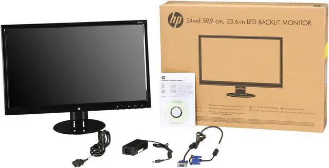 Alt view image 7 of 7 - HP 23.6" 60 Hz LCD Monitor 5 ms D-Sub, DVI 24WD