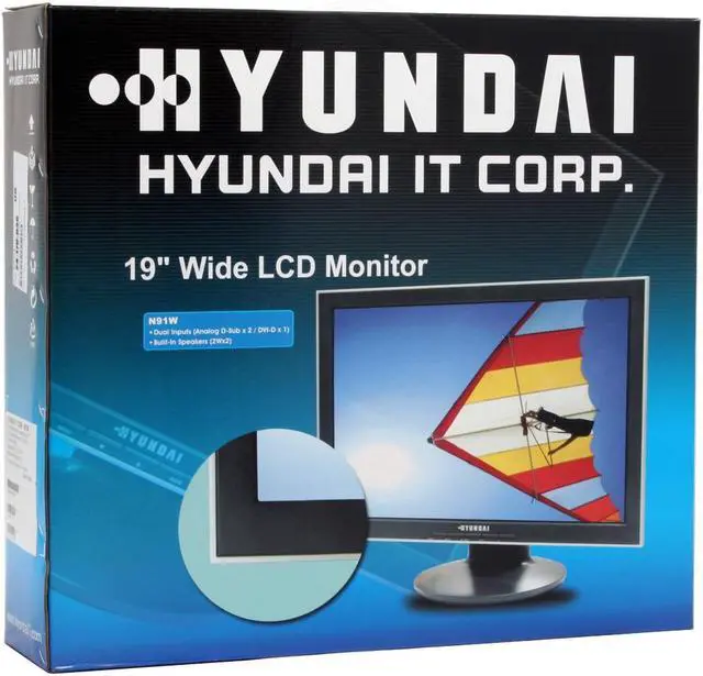 Alt view image 10 of 10 - HYUNDAI 19" A-Si TFT Active Matrix WXGA+ LCD Monitor 5 ms D-Sub, DVI N91W