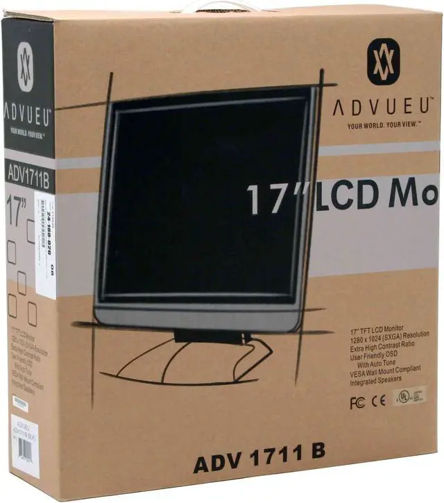 Alt view image 9 of 9 - ADVUEU 17" Active Matrix, TFT LCD SXGA LCD Monitor 8 ms D-Sub ADV1711B