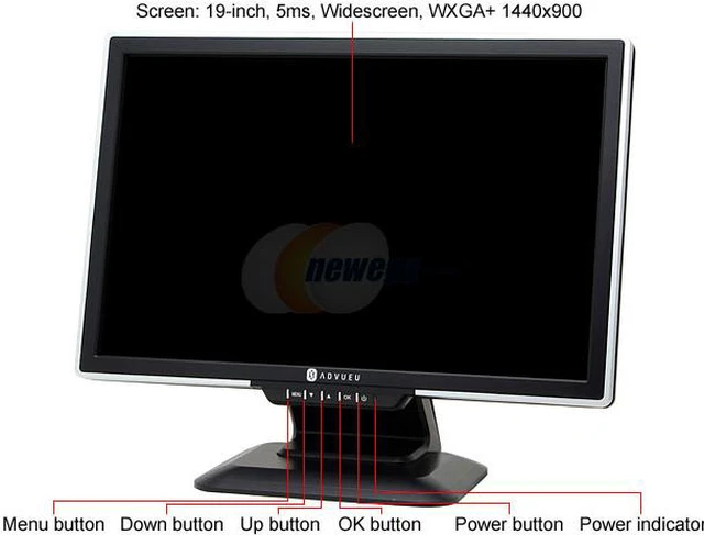 Alt view image 2 of 10 - ADVUEU 19" Active Matrix, TFT LCD WXGA+ LCD Monitor 5 ms D-Sub, DVI ADV190WDT