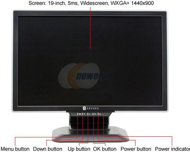 Alt view image 3 of 10 - ADVUEU 19" Active Matrix, TFT LCD WXGA+ LCD Monitor 5 ms D-Sub, DVI ADV190WDT