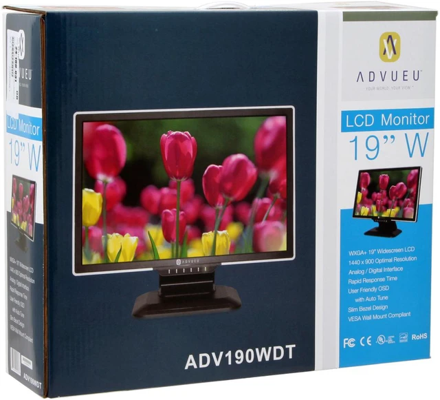 Alt view image 10 of 10 - ADVUEU 19" Active Matrix, TFT LCD WXGA+ LCD Monitor 5 ms D-Sub, DVI ADV190WDT