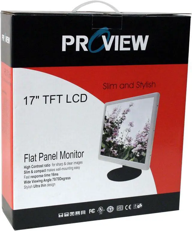 Alt view image 10 of 10 - PROVIEW 17" Active Matrix, TFT LCD SXGA LCD Monitor 16 ms PL713s