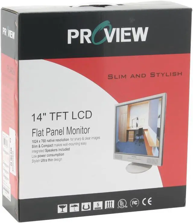 Alt view image 8 of 8 - PROVIEW 14" TFT LCD XGA LCD Monitor 38 ms PL482s