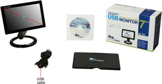 Alt view image 8 of 8 - DoubleSight DS-70U Black 7" WVGA 800 x 480 30ms Height, Pivot & Tilt Adjustable Smart USB LCD Monitor
