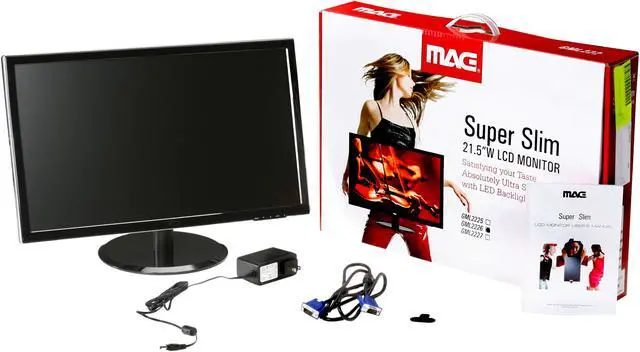 Alt view image 7 of 7 - MAG GML2226 Black 21.5" LED Backlight Widescreen LCD Monitor DVI 1080P Ultra Slim (<1") 250 cd/m2 DC 10,000,000:1(1000:1)