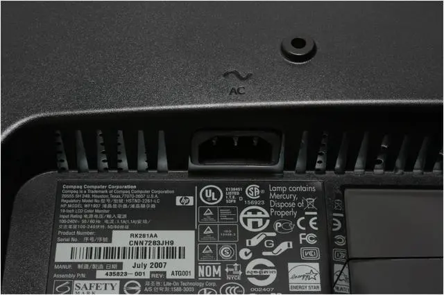 Alt view image 9 of 13 - COMPAQ 19" Active Matrix, TFT LCD WXGA+ LCD Monitor 5 ms D-Sub, DVI-D WF1907