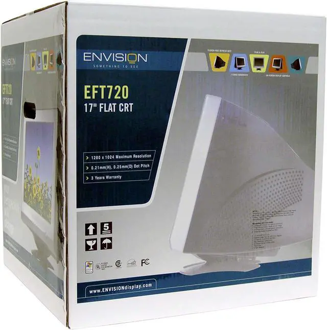 Alt view image 6 of 6 - ENVISION EFT-720 Silver-Black 17" Pure Flat CRT Monitor 0.21mm(H), 0.25mm(D) Dot Pitch D-Sub