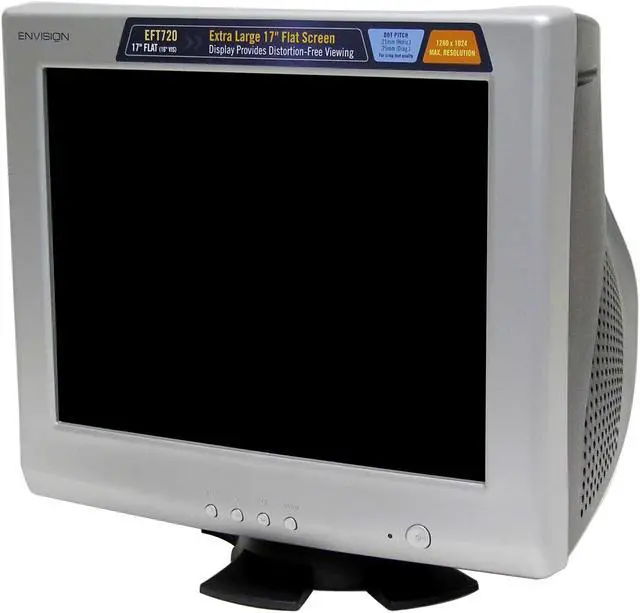 Alt view image 3 of 6 - ENVISION EFT-720 Silver-Black 17" Pure Flat CRT Monitor 0.21mm(H), 0.25mm(D) Dot Pitch D-Sub