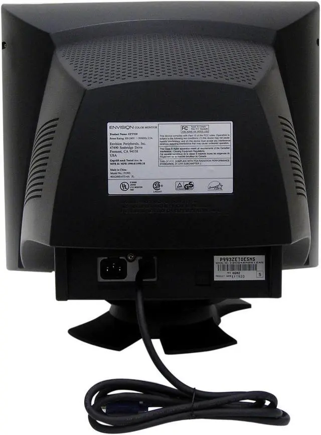 Alt view image 4 of 5 - ENVISION EFT920 Silver 19" Pure Flat CRT Monitor 0.25mm Dot Pitch D-Sub
