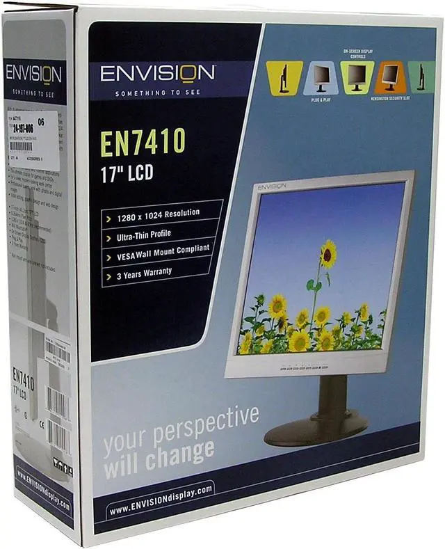 Alt view image 9 of 10 - ENVISION 17" Active Matrix, TFT LCD SXGA LCD Monitor 12 ms EN-7410E