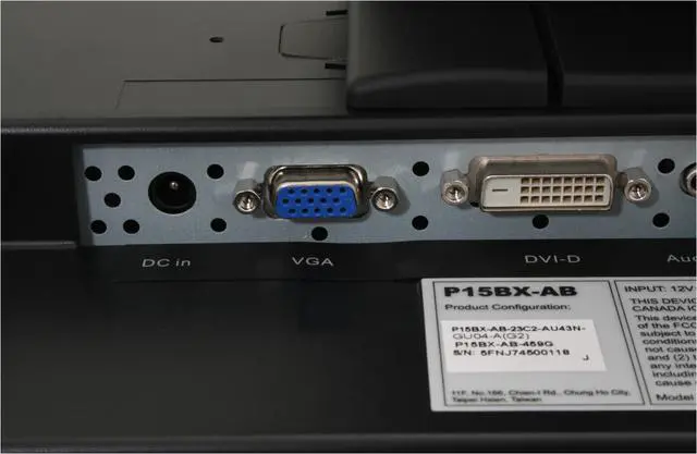 Alt view image 8 of 13 - GVISION P15BX-AB-459G Black 15" 5-wire Resistive LCD Touchscreen Monitor 250 cd/m2 500:1 Built-in Speakers