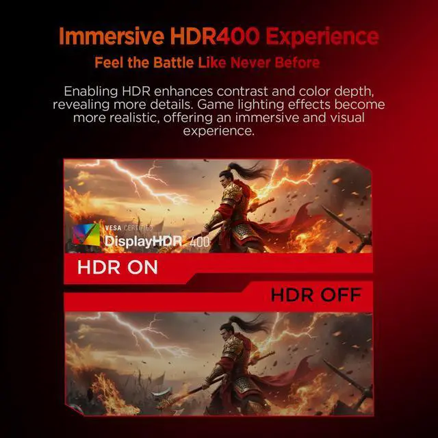 Alt view image 7 of 18 - HKC G24H3D 23.8" 240Hz Gaming Monitor, Full HD Fast IPS Display, 1ms MPRT, 90% DCI-P3, HDR400, HDMI 2.0 + DP 1.4, Hardware Low Blue Light, Tilt Adjustable, VESA Mount – Black