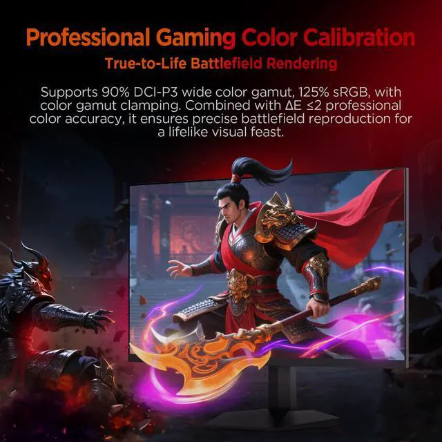 Alt view image 8 of 18 - HKC G24H3D 23.8" 240Hz Gaming Monitor, Full HD Fast IPS Display, 1ms MPRT, 90% DCI-P3, HDR400, HDMI 2.0 + DP 1.4, Hardware Low Blue Light, Tilt Adjustable, VESA Mount – Black