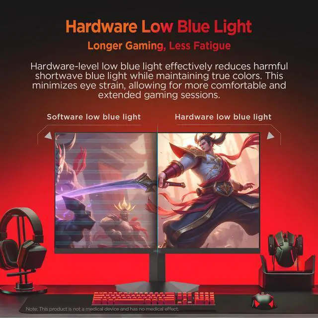 Alt view image 9 of 18 - HKC G24H3D 23.8" 240Hz Gaming Monitor, Full HD Fast IPS Display, 1ms MPRT, 90% DCI-P3, HDR400, HDMI 2.0 + DP 1.4, Hardware Low Blue Light, Tilt Adjustable, VESA Mount – Black