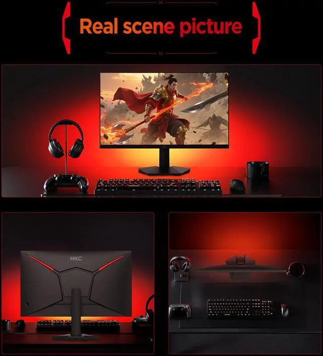 Alt view image 12 of 18 - HKC G24H3D 23.8" 240Hz Gaming Monitor, Full HD Fast IPS Display, 1ms MPRT, 90% DCI-P3, HDR400, HDMI 2.0 + DP 1.4, Hardware Low Blue Light, Tilt Adjustable, VESA Mount – Black