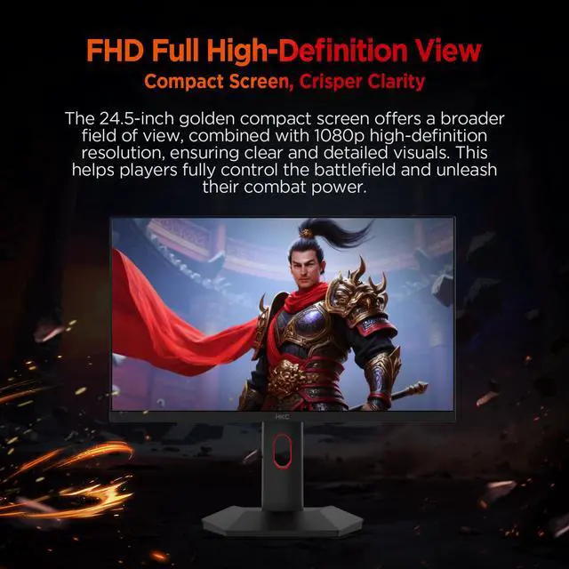 Alt view image 2 of 10 - HKC G25H5P 24.5" FHD Fast IPS Gaming Monitor – 1920×1080, 360Hz, 1ms DIC, HDR400, 95% DCI-P3, Adjustable Stand, Low Blue Light, HDMI & DP