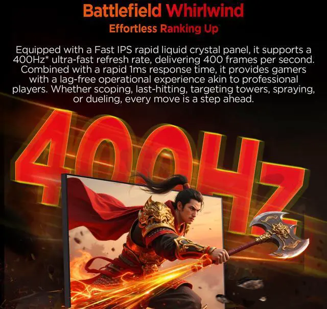 Alt view image 3 of 10 - HKC G25H5P 24.5" FHD Fast IPS Gaming Monitor – 1920×1080, 360Hz, 1ms DIC, HDR400, 95% DCI-P3, Adjustable Stand, Low Blue Light, HDMI & DP