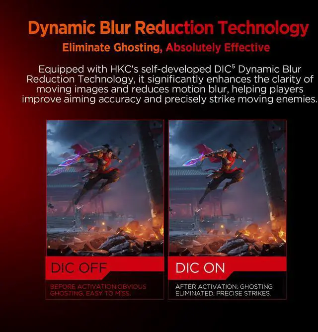 Alt view image 6 of 10 - HKC G25H5P 24.5" FHD Fast IPS Gaming Monitor – 1920×1080, 360Hz, 1ms DIC, HDR400, 95% DCI-P3, Adjustable Stand, Low Blue Light, HDMI & DP