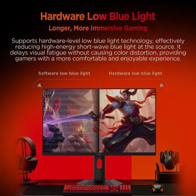 Alt view image 7 of 10 - HKC G25H5P 24.5" FHD Fast IPS Gaming Monitor – 1920×1080, 360Hz, 1ms DIC, HDR400, 95% DCI-P3, Adjustable Stand, Low Blue Light, HDMI & DP