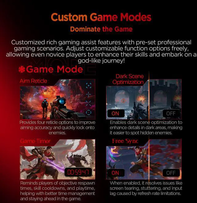 Alt view image 9 of 10 - HKC G25H5P 24.5" FHD Fast IPS Gaming Monitor – 1920×1080, 360Hz, 1ms DIC, HDR400, 95% DCI-P3, Adjustable Stand, Low Blue Light, HDMI & DP