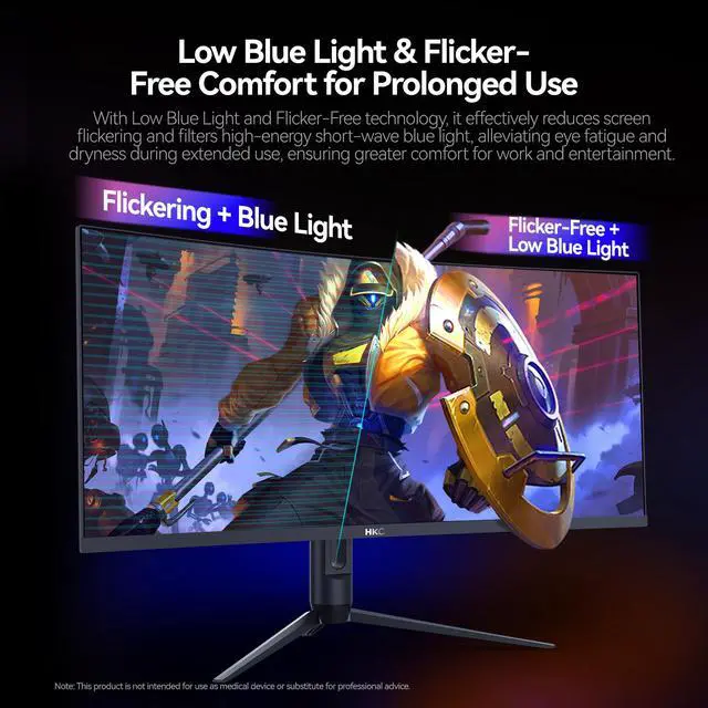 Alt view image 12 of 19 - HKC CG345UK 34" Curved VA Gaming Monitor UltraWide 3440×1440 240Hz 1ms DIC HDR400 90% DCI-P3 Adjustable HAS DP+HDMI 2.1