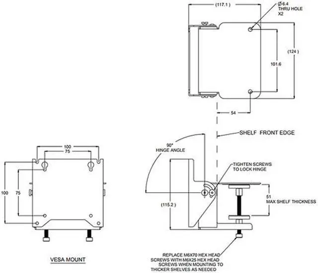 Alt view image 3 of 3 - Elo E043382 Shelf Mount Bracket Kit for Elo M-Series and I-Series Models