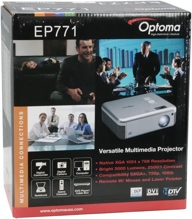 Alt view image 13 of 13 - Optoma EP771 1024 x 768 3000 Lumens DLP Projector 2300:1