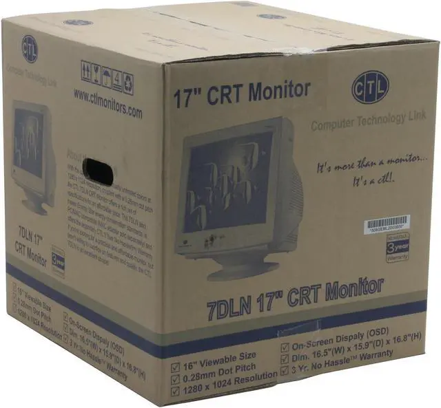 Alt view image 8 of 8 - CTL 7DLN White 17" CRT Monitor 0.27mm Dot Pitch D-Sub