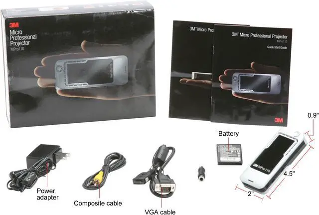 Alt view image 10 of 10 - 3M MPRO 110 640 x 480 10 ANSI lumens Portable Projector