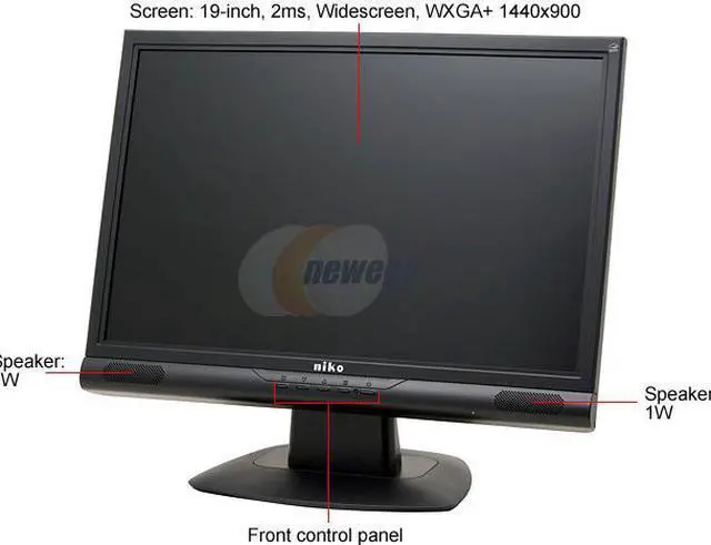 Alt view image 2 of 10 - Niko 19" TFT LCD LCD Monitor 2 ms D-Sub, DVI NIKO-1920W