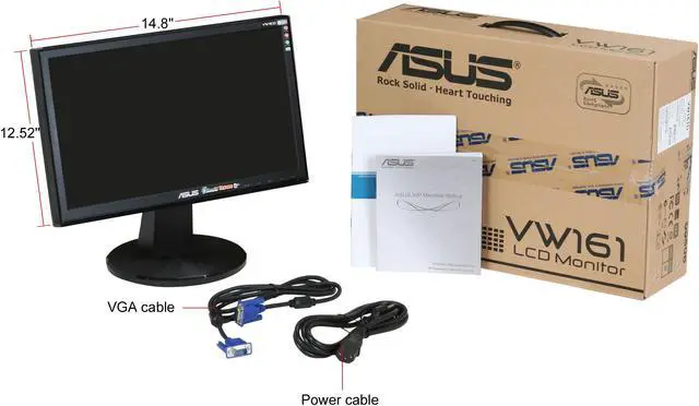 Alt view image 8 of 8 - ASUS 15.6" LCD Monitor 8 ms D-Sub VW161D