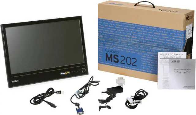 Alt view image 7 of 7 - ASUS MS202N Glossy Piano-Black / White 20" 5ms Ring Stand & Ergo-Fit Widescreen LCD Monitor 250 cd/m2 50000 :1 (ASCR)