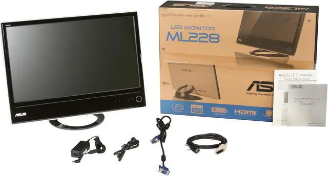 Alt view image 6 of 6 - Asus ML228H 21.5" 1920X1080 Full HD LED BackLight LED Monitor Slim Design 250 cd/m2 10,000,000 :1 (ASCR)