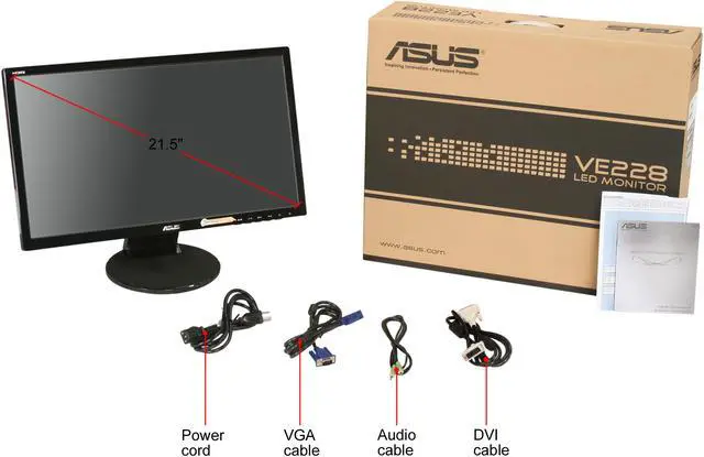 Alt view image 9 of 9 - ASUS VE228H 22" (Diagonal 21.5") Full HD 1920 x 1080 DVI-D VGA HDMI Built-in Speakers SPLENDID Video Preset Mode Asus Eye Care with Ultra Low-Blue Light & Flicker-Free LED Backlight LCD Monitor