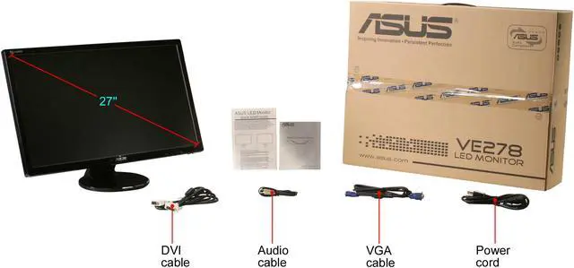 Alt view image 8 of 8 - ASUS VE278Q 27" Full HD 1920 x 1080 HDMI VGA DisplayPort DVI-D Built-in Speakers HDMI LED Backlight LCD Monitor