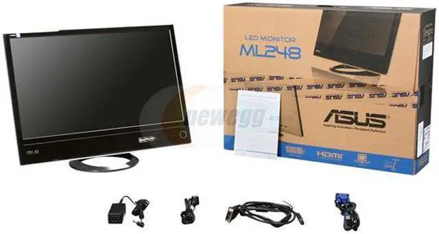 Alt view image 7 of 7 - ASUS ML248H 24" Full HD HDMI Swivel & Tilt Adjustable LED Backlight LCD Monitor Slim Design 250 cd/m2 ASCR 10,000,000:1