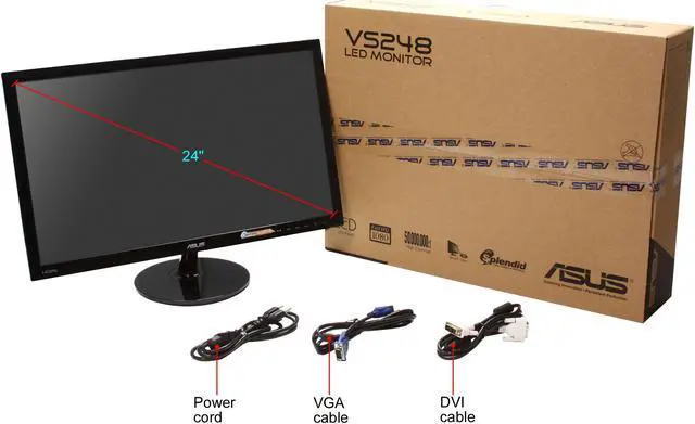 Alt view image 7 of 7 - ASUS VS248H-P 24" 1920 x 1080 Full HD VGA DVI HDMI Asus Eye Care with Ultra Low-Blue Light & Flicker-Free LED Backlit LCD Monitor